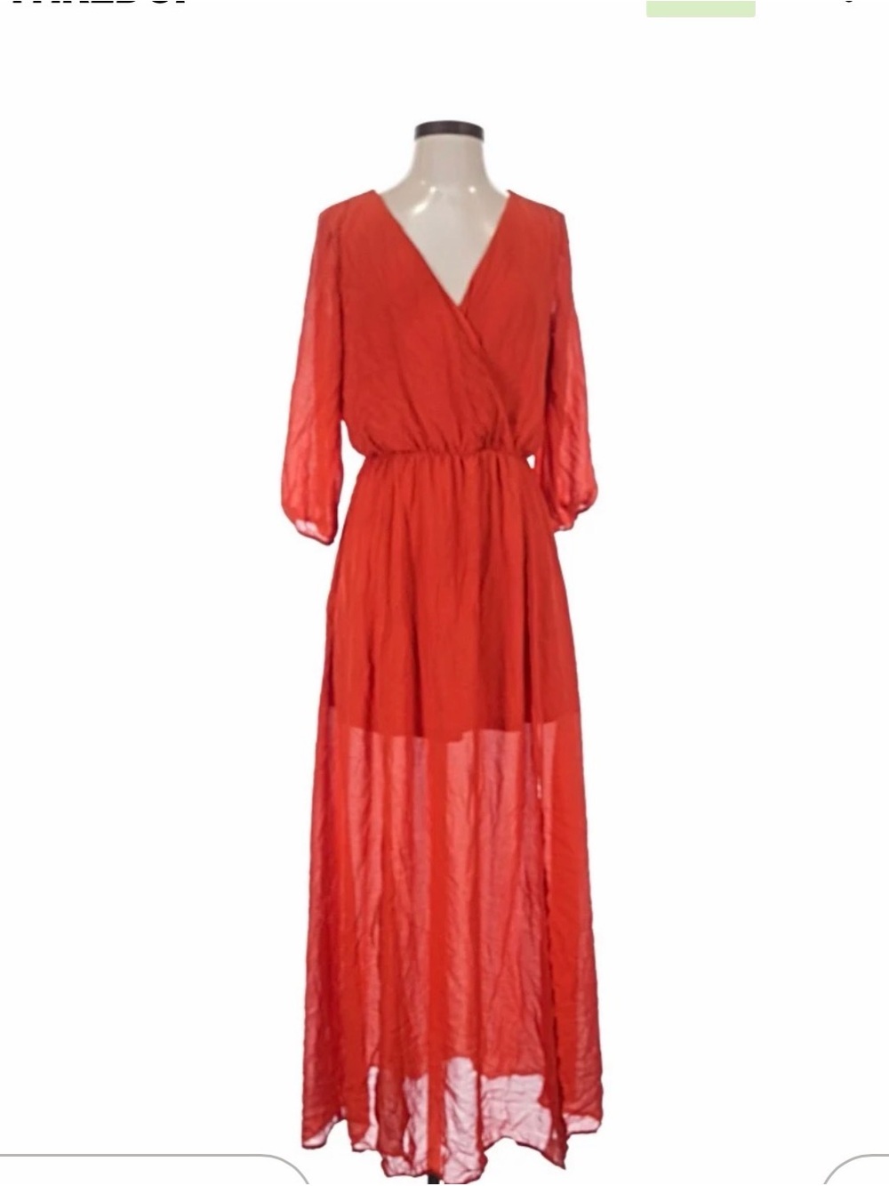 Sugarlips Red Long Sleeve boutique V-Neck Maxi Dress